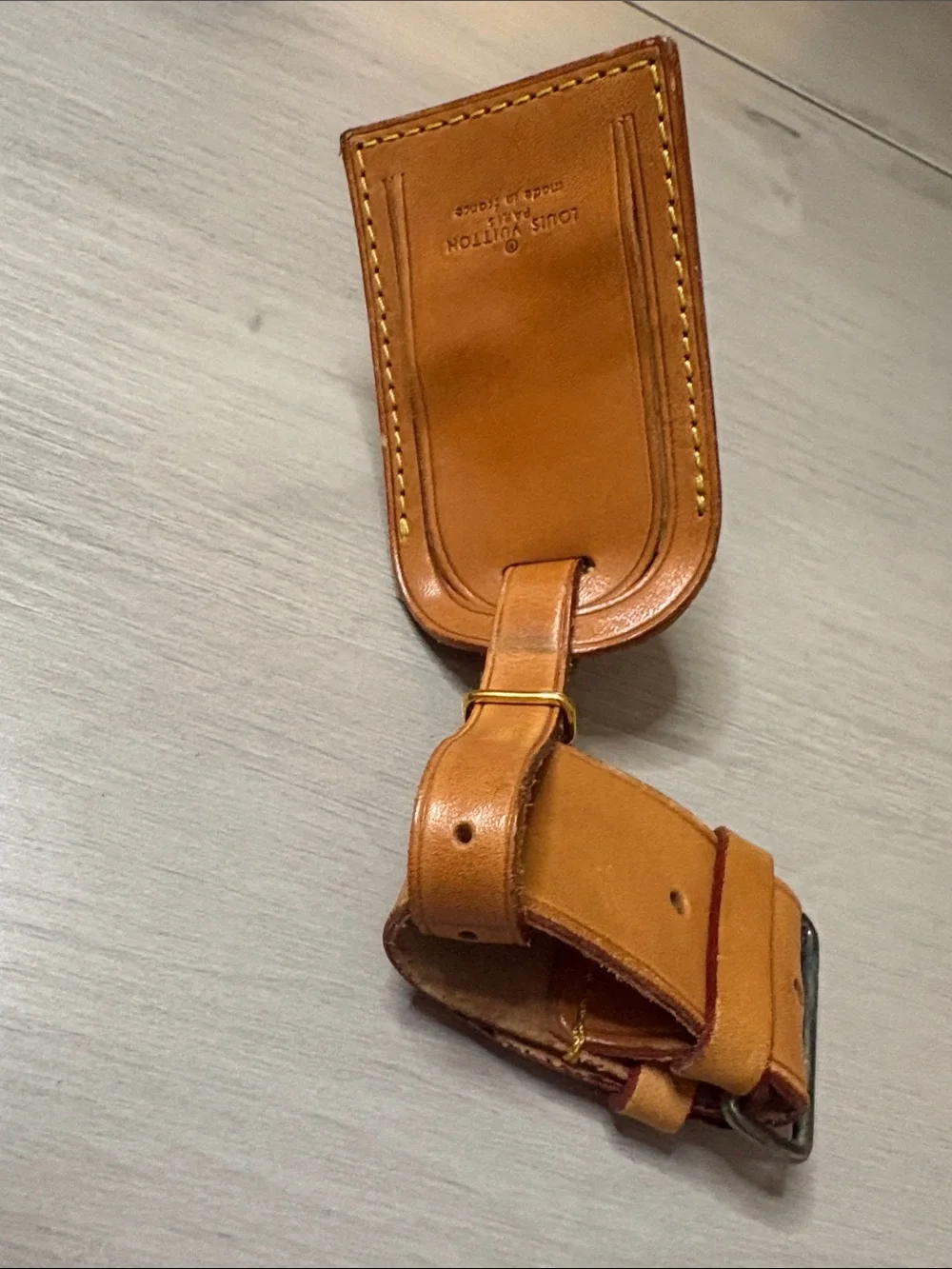 Louis‎ Vuitton Tan Leather Luggage Tag with Strap